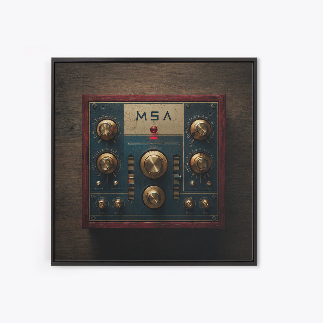 Synthesizer Knobs and Neon Reflections Canvas Print, Music Studio Art, Music Art, Studio Decor, Fine Art, Rhythm, Modern Decor, MSA-1x1-10