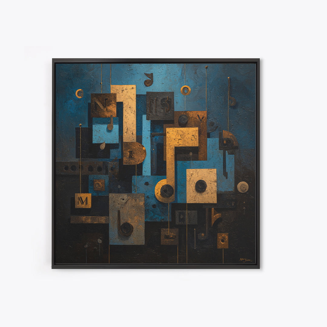 Musical Notes as Abstract Floating Shapes Without Framed Canvas Print, Music Studio Art, Music, Studio Decor, Fine Art, Rhythm, MSA-1x1-12