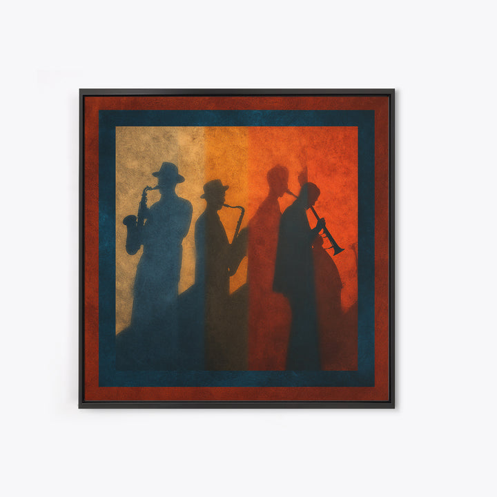 Jazz Quartet Silhouettes Canvas Print, Music Studio Art, Music Posters, Studio Decor, Oil Painting, Rhythm, Music Lover, MSA-1x1-22