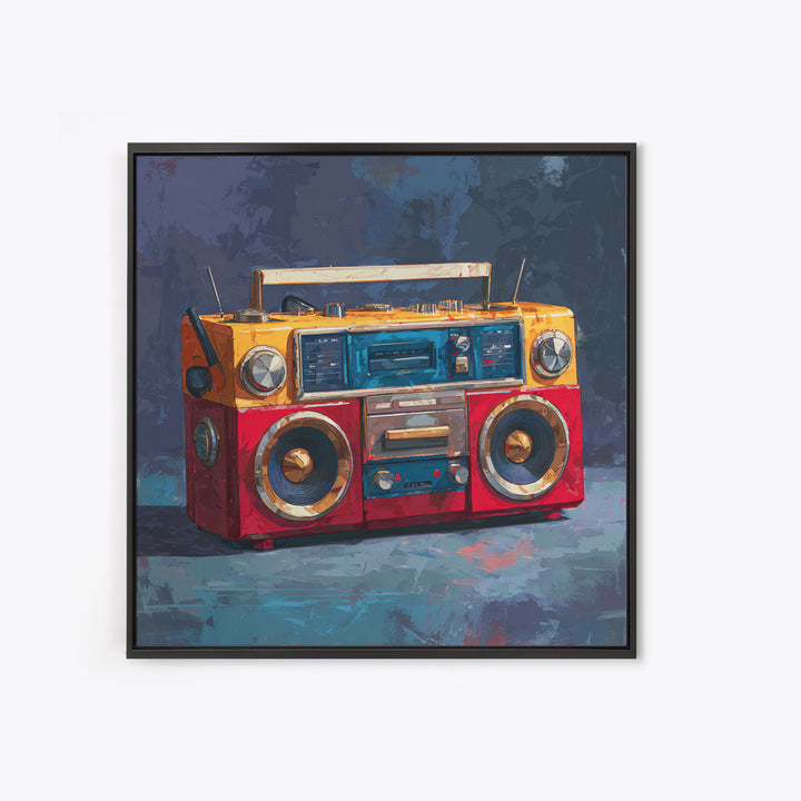 Hip Hop Boombox Framed Canvas Print, Music Studio Art, Gallery Decor, Studio Decor, Fine Art, Rhythm, Contemporary Art, MSA-1x1-41