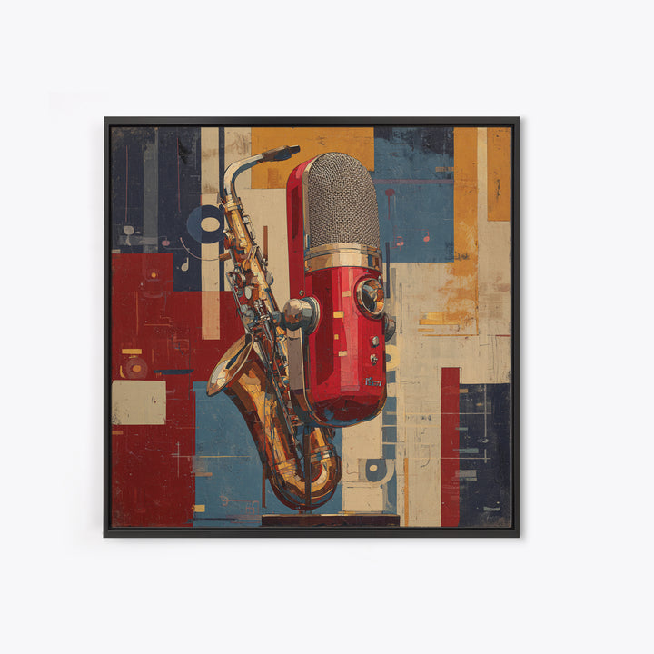 Abstract Rhythm Lines Like Painted Music Framed Canvas Print, Music Studio Art, Wall Art Printable, Studio Decor, Rhythm, MSA-1x1-47