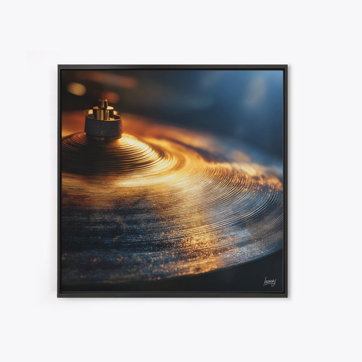 Gold Cymbal Closeup Framed Canvas Print, Music Studio Art, Wall Decor, Studio Decor, Fine Art, Rhythm, Wall Art Printable, MSA-1x1-48