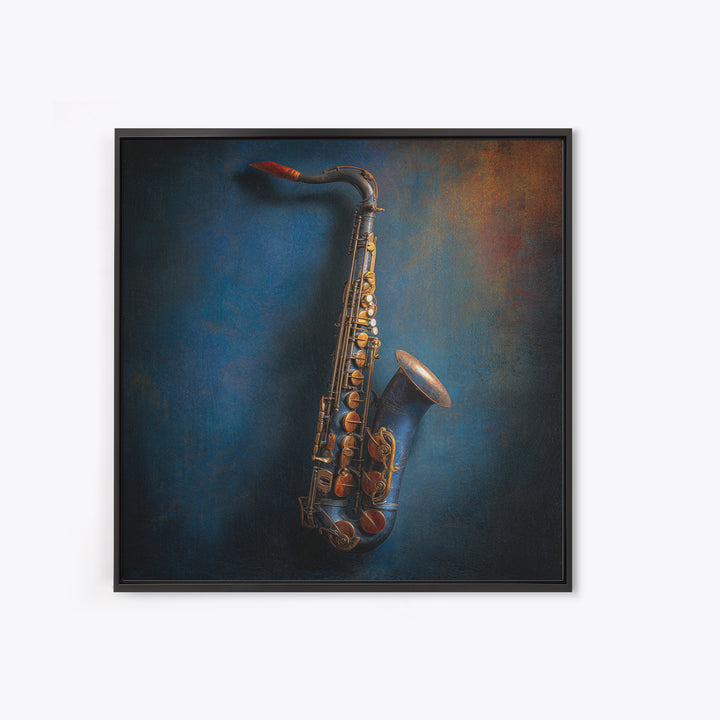 Jazz Saxophone with Smoky Blue Background Canvas Print, Music Studio Art, Personalized Art, Studio Decor, Fine Art, Rhythm, MSA-1x1-50