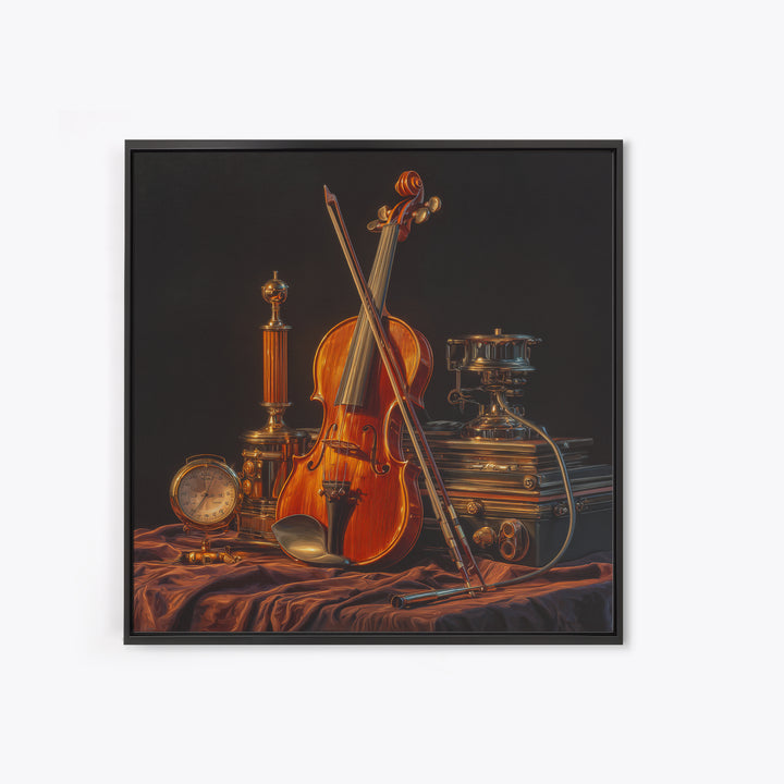 Violin and Bow Framed Canvas Print, Music Studio Art, Music Posters, Studio Decor, Fine Art, Rhythm, Music Lover, Gallery Decor, MSA-1x1-64