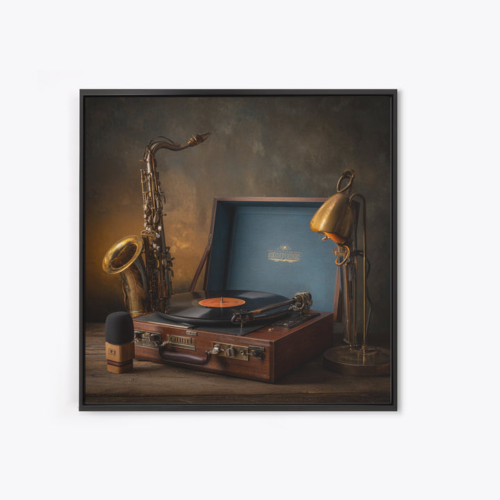 Vinyl Record and Turntable Still Life Canvas Print, Music Studio Art, Modern Decor, Studio Decor, Fine Art, Rhythm, Home Decor, MSA-1x1-75