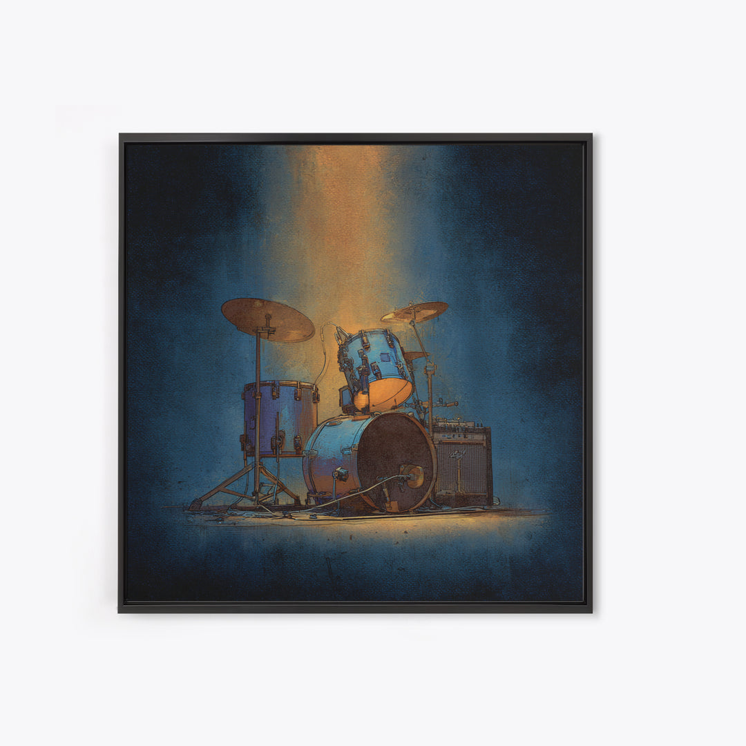 Drum Kit Silhouette Framed Canvas Print, Music Studio Art, Gallery Decor, Studio Decor, Fine Art, Rhythm, Contemporary Art, MSA-1x1-78