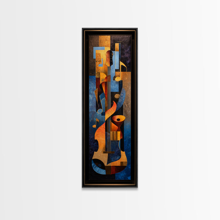 Musical Notes as Abstract Floating Shapes Without Framed Canvas Print, Music Studio Art, Art Print, Studio Decor, Rhythm, MSA-1x3-24