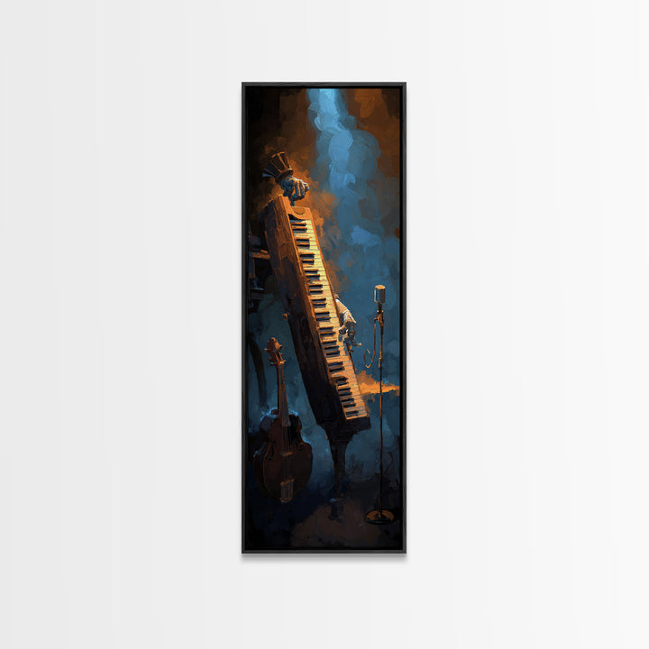 Piano Keys with Hands in Cinematic Shadow Canvas Print, Music Studio Art, Watercolor Print, Studio Decor, Fine Art, Rhythm, MSA-1x3-41