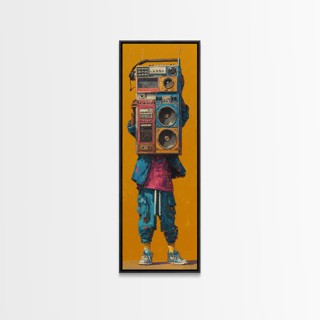 Hip Hop Boombox Canvas Print, Music Studio Art, Music Gift, Studio Decor, Fine Art, Rhythm, Room Decor, Textured Painting, MSA-1x3-5