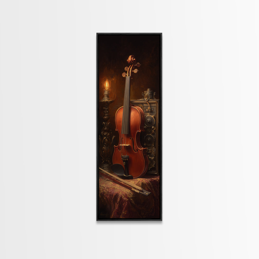Violin and Bow Framed Canvas Print, Music Studio Art, Home Decor, Studio Decor, Rhythm, Music Wall Art, Wall Art Printable, MSA-1x3-52