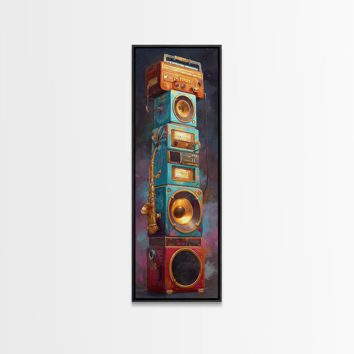 Hip Hop Boombox Framed Canvas Print, Music Studio Art, Modern Decor, Studio Decor, Fine Art, Rhythm, Home Decor, Wall Decor, MSA-1x3-53