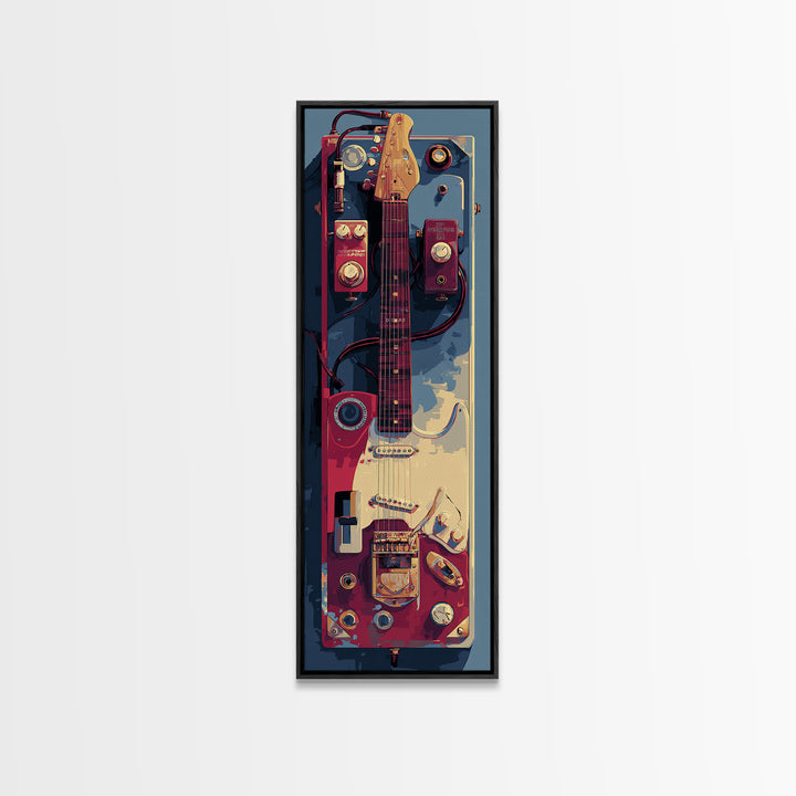 Electric Guitar Pedals and Cables Graphic Art Canvas Print, Music Studio Art, Fine Art Print, Studio Decor, Abstract Art, MSA-1x3-57