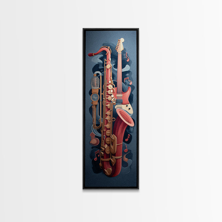 Soundproof Foam Pattern Transformed into Art Framed Canvas Print, Music Studio Art, Painting from Photo, Studio Decor, Rhythm, MSA-1x3-79