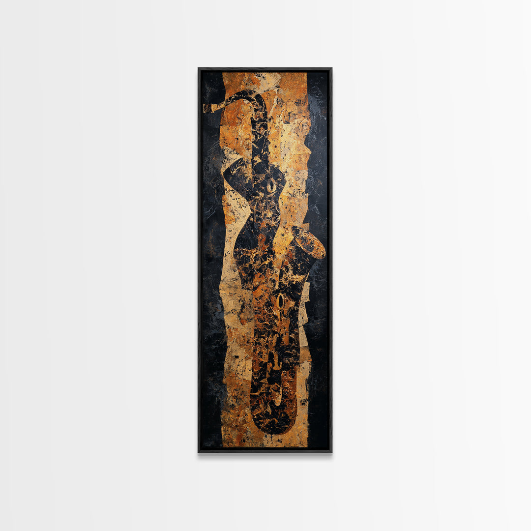 Abstract Rhythm Lines Like Painted Music Framed Canvas Print, Music Studio Art, Music Posters, Studio Decor, Abstract Art, MSA-1x3-83