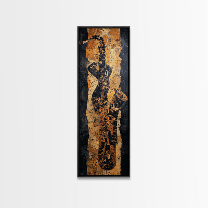 Abstract Rhythm Lines Like Painted Music Framed Canvas Print, Music Studio Art, Music Posters, Studio Decor, Abstract Art, MSA-1x3-83