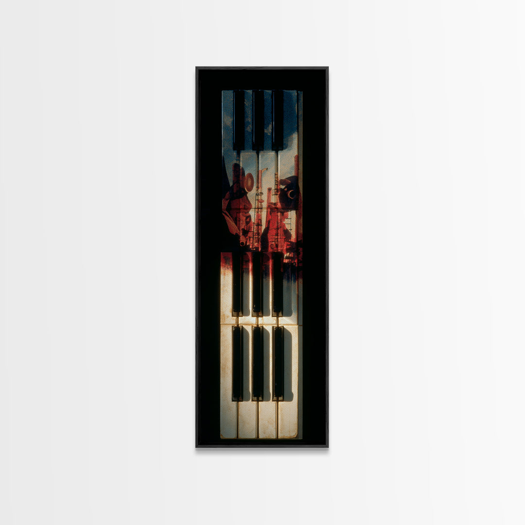 Piano Keys with Hands in Cinematic Shadow Canvas Print, Music Studio Art, Music Art, Studio Decor, Rhythm, Modern Decor, MSA-1x3-89