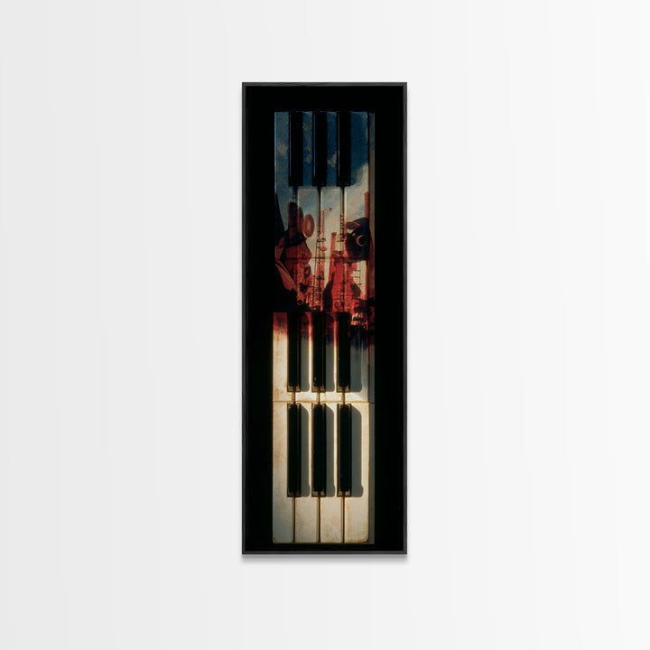 Piano Keys with Hands in Cinematic Shadow Canvas Print, Music Studio Art, Music Art, Studio Decor, Rhythm, Modern Decor, MSA-1x3-89