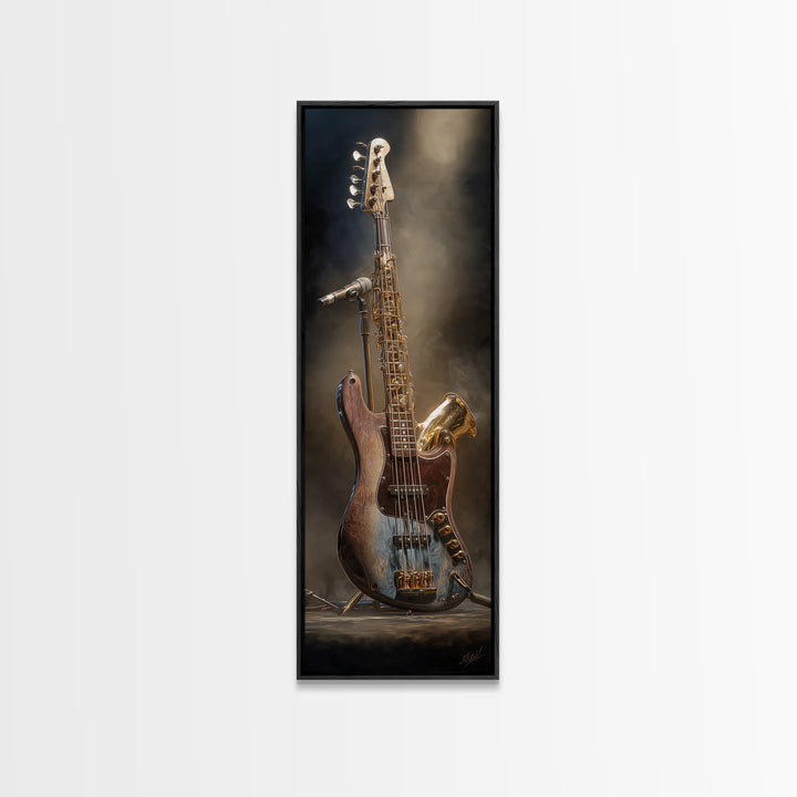 Bass Guitar Closeup Canvas Print, Music Studio Art, Music Lover Gift, Studio Decor, Oil Painting, Rhythm, Textured Painting, MSA-1x3-97