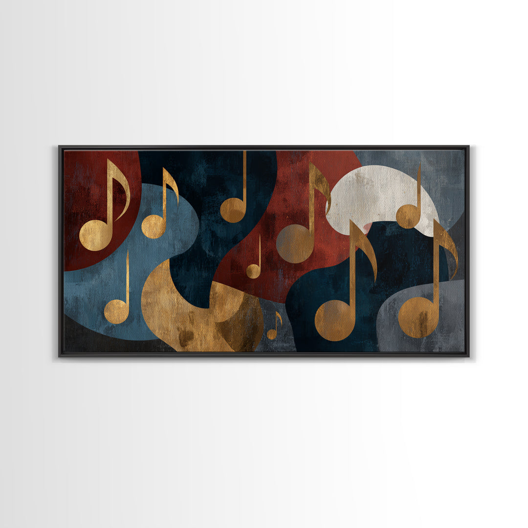 Musical Notes as Abstract Floating Shapes Without Canvas Print, Music Studio Art, Studio Decor, Abstract Art, Rhythm, MSA-2x1-32
