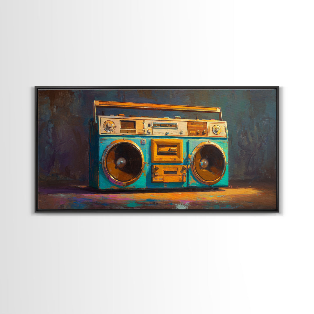 Hip Hop Boombox Framed Canvas Print, Music Studio Art, Minimalist Decor, Studio Decor, Fine Art, Rhythm, Scripture Wall Art, MSA-2x1-37