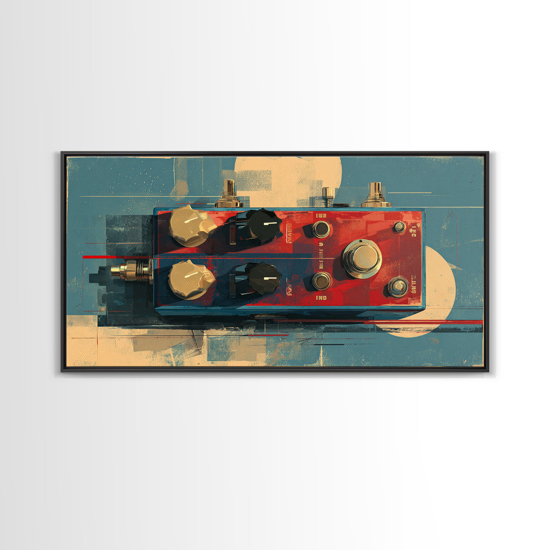 Electric Guitar Pedals and Cables Graphic Art Canvas Print, Music Studio Art, Contemporary Art, Studio Decor, Fine Art, Rhythm, MSA-2x1-41