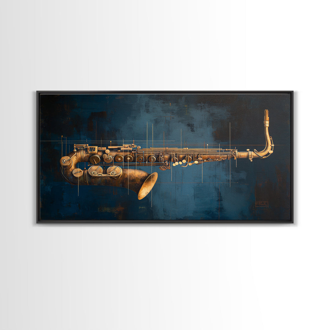 Abstract Rhythm Lines Like Painted Music Framed Canvas Print, Music Studio Art, Metal Wall Art, Studio Decor, Fine Art, Rhythm, MSA-2x1-43