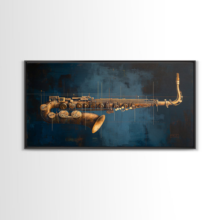 Abstract Rhythm Lines Like Painted Music Framed Canvas Print, Music Studio Art, Metal Wall Art, Studio Decor, Fine Art, Rhythm, MSA-2x1-43