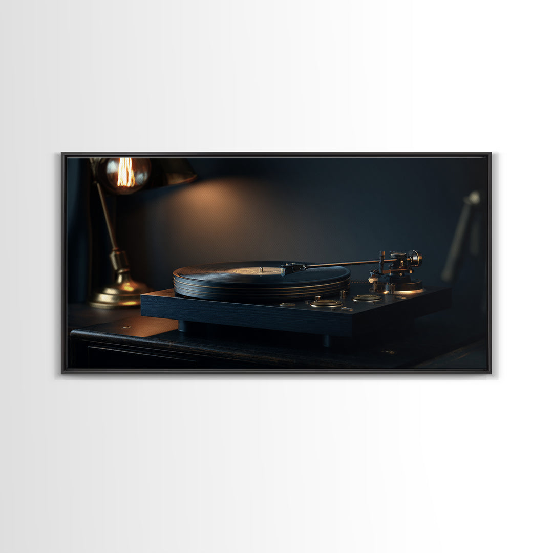 Vinyl Record and Turntable Still Life Canvas Print, Music Studio Art, Music Poster, Studio Decor, Oil Painting, Rhythm, MSA-2x1-47