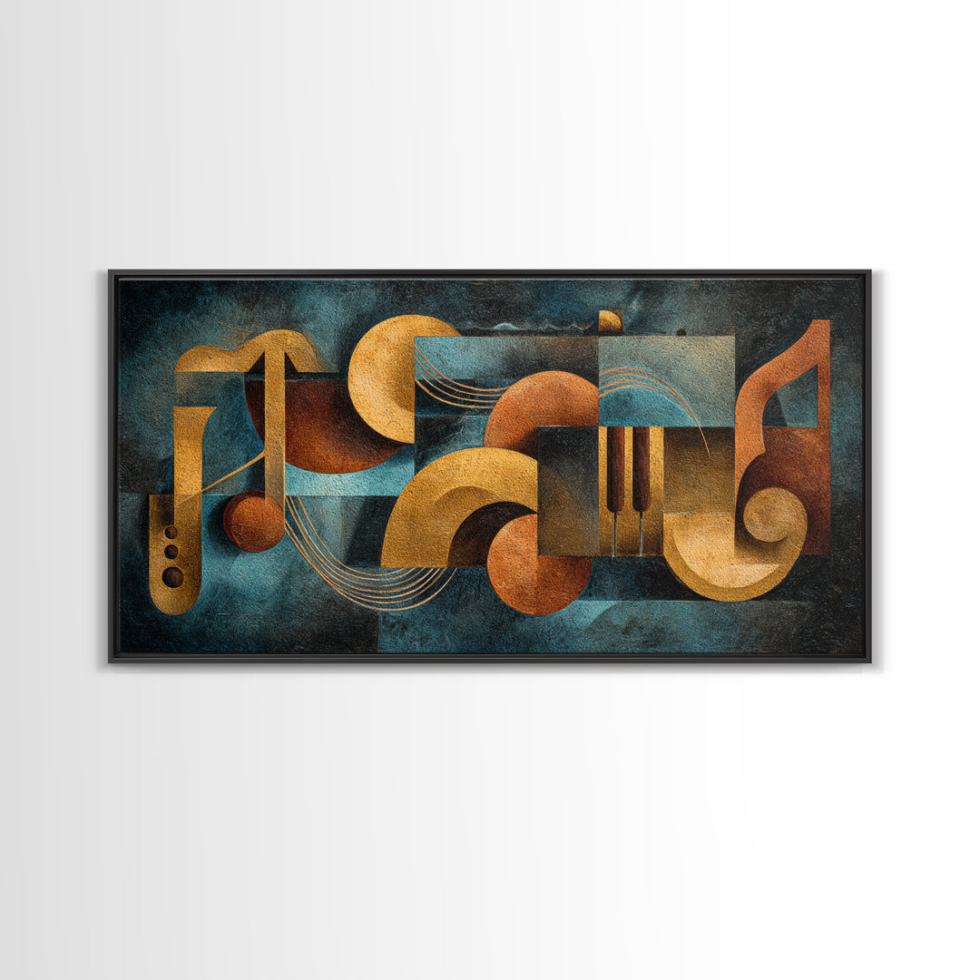 Musical Notes as Abstract Floating Shapes Without Canvas Print, Music Studio Art, Metal Wall Art, Studio Decor, Rhythm, MSA-2x1-56
