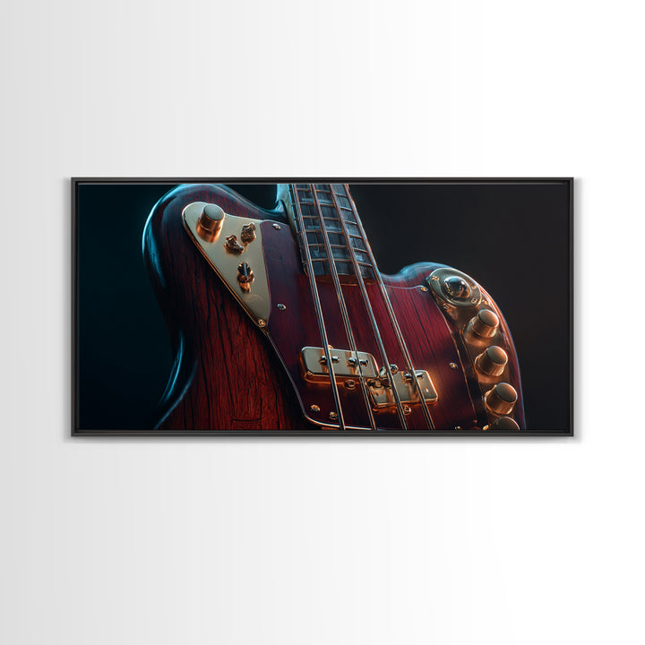 Bass Guitar Closeup Canvas Print, Music Studio Art, Music, Studio Decor, Rhythm, Digital Download Art, Painting from Photo, MSA-2x1-57