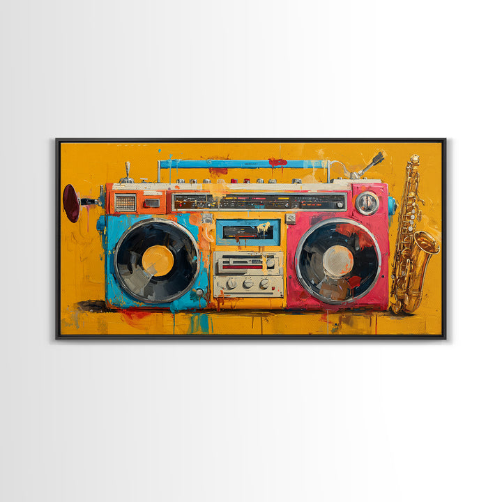 Hip Hop Boombox Canvas Print, Music Studio Art, Printable Wall Art, Studio Decor, Fine Art, Rhythm, Painting from Photo, MSA-2x1-61