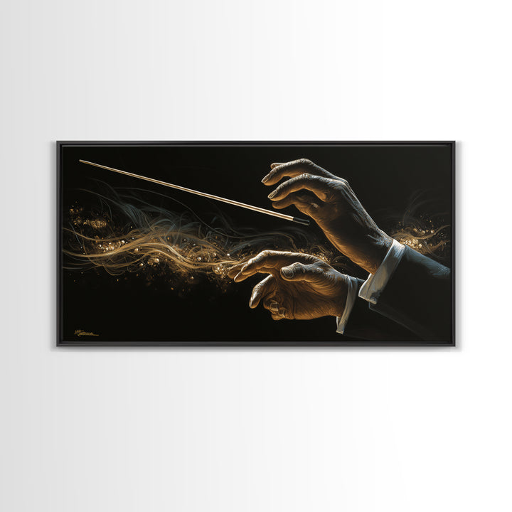 Orchestra Conductor Hands Canvas Print, Music Studio Art, Digital Wall Art, Studio Decor, Fine Art, Rhythm, Commission Painting, MSA-2x1-64