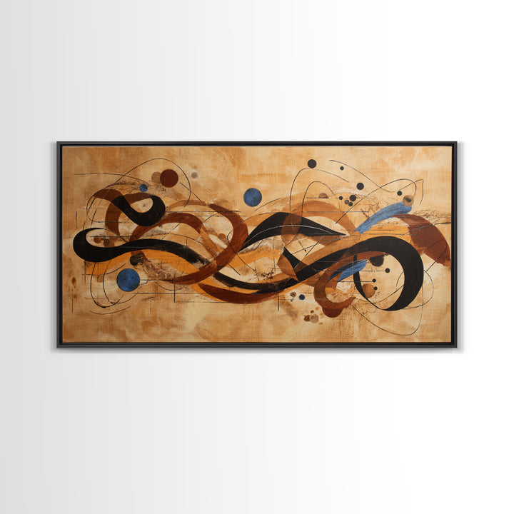 Abstract Rhythm Lines Like Painted Music Framed Canvas Print, Music Studio Art, Music Lover Gift, Studio Decor, Rhythm, MSA-2x1-67