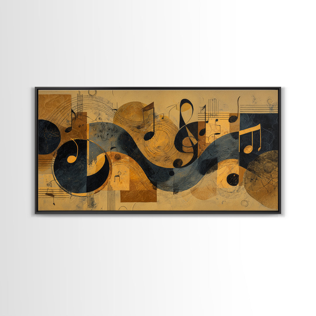 Musical Notes as Abstract Floating Shapes Without Canvas Print, Music Studio Art, Luxury Decor, Studio Decor, Rhythm, MSA-2x1-8