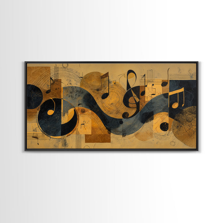 Musical Notes as Abstract Floating Shapes Without Canvas Print, Music Studio Art, Luxury Decor, Studio Decor, Rhythm, MSA-2x1-8