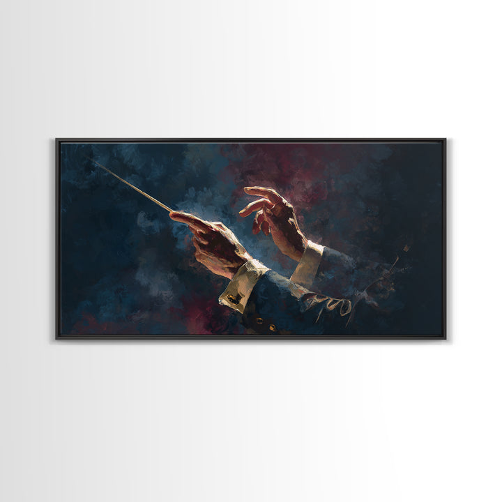 Orchestra Conductor Hands Framed Canvas Print, Music Studio Art, Trendy Wall Art, Studio Decor, Rhythm, Paul Mccartney, MSA-2x1-88
