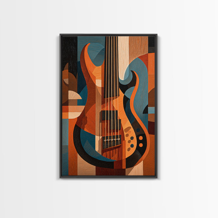 Bass Guitar Closeup Framed Canvas Print, Music Studio Art, Contemporary Art, Studio Decor, Oil Painting, Rhythm, Music Poster, MSA-2x3-21