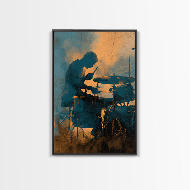 Drum Kit Silhouette Framed Canvas Print, Music Studio Art, Wall Art, Studio Decor, Fine Art, Rhythm, Trendy Wall Art, MSA-2x3-38