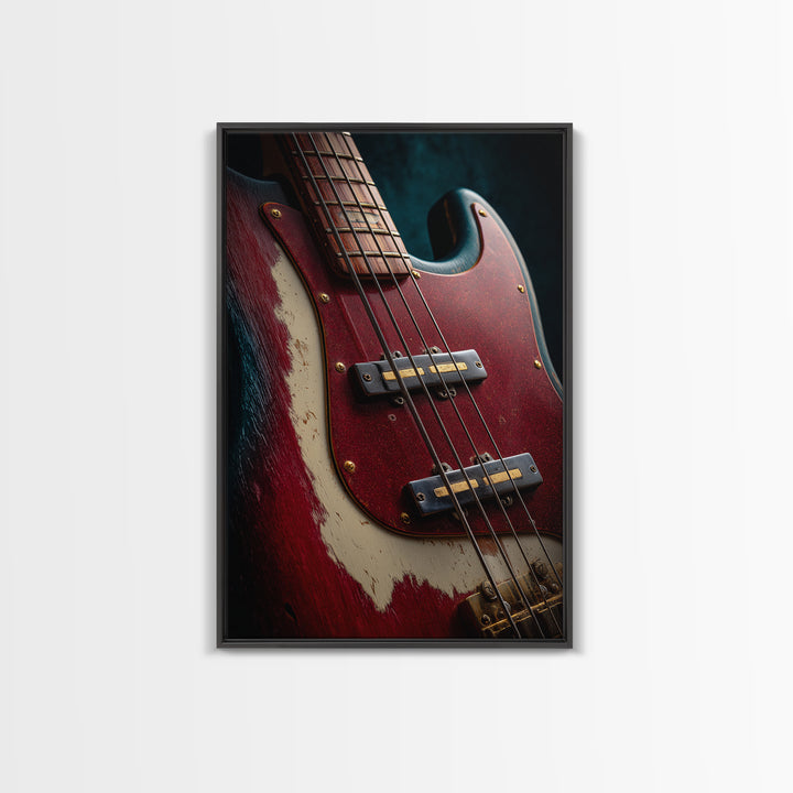 Bass Guitar Closeup Canvas Print, Music Studio Art, Metal Wall Art, Studio Decor, Rhythm, Music Posters, Watercolor Print, MSA-2x3-45