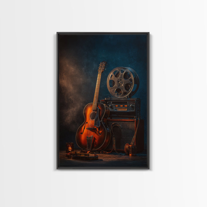 Recording Tape Reel Framed Canvas Print, Music Studio Art, Textured Painting, Studio Decor, Fine Art, Rhythm, Custom Painting, MSA-2x3-46