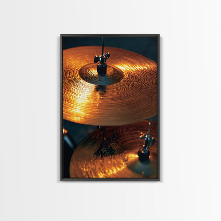 Gold Cymbal Closeup Framed Canvas Print, Music Studio Art, Music Art, Studio Decor, Oil Painting, Rhythm, Modern Decor, MSA-2x3-8