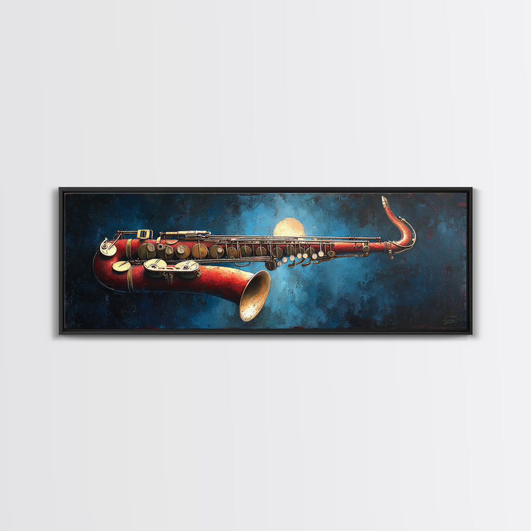 Jazz Saxophone with Smoky Blue Background Canvas Print, Music Studio Art, Wall Art Printable, Studio Decor, Fine Art, Rhythm, MSA-3x1-42