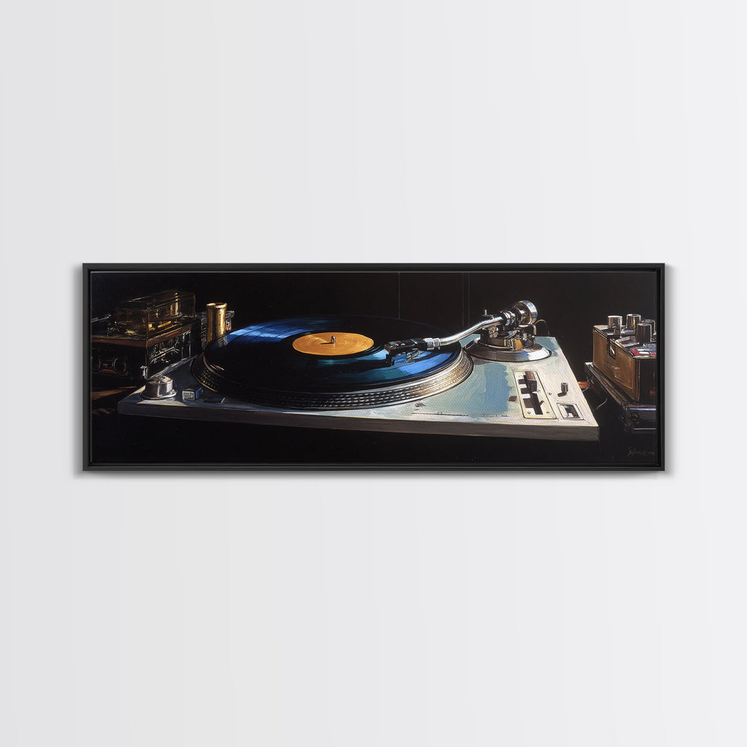 Vinyl Record and Turntable Still Life Canvas Print, Music Studio Art, Wall Decor, Studio Decor, Rhythm, Wall Art Printable, MSA-3x1-43