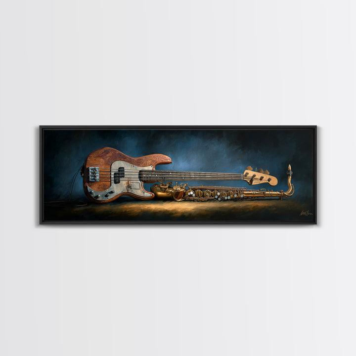 Bass Guitar Closeup Framed Canvas Print, Music Studio Art, Music Art, Studio Decor, Rhythm, Modern Decor, Fine Art Print, MSA-3x1-53