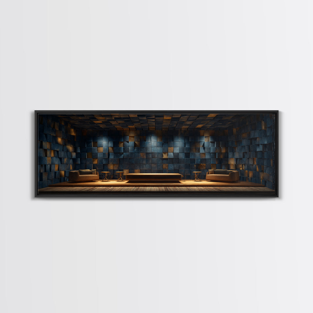 Soundproof Foam Pattern Transformed into Art Framed Canvas Print, Music Studio Art, Wall Art, Studio Decor, Fine Art, Rhythm, MSA-3x1-59