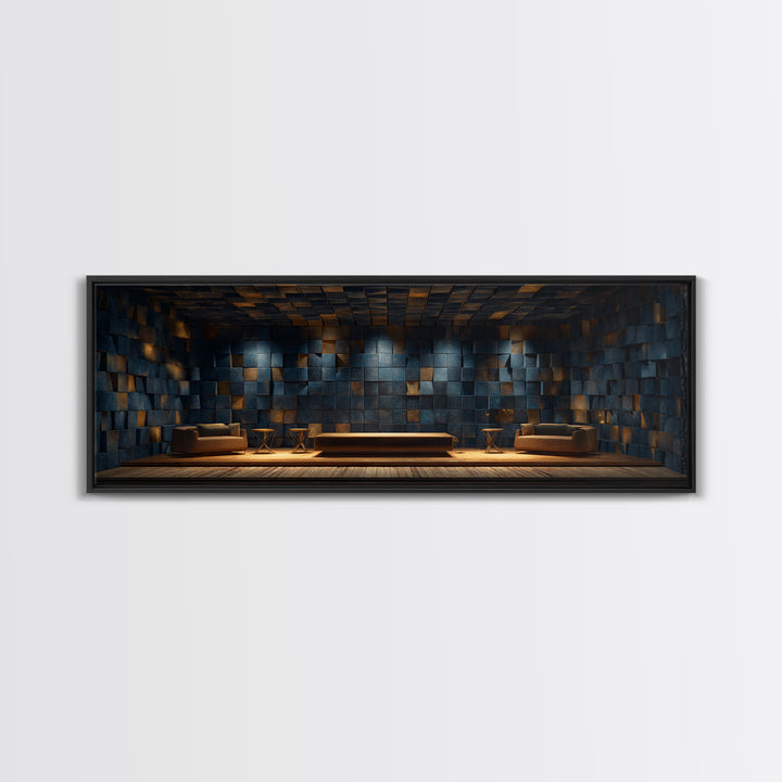 Soundproof Foam Pattern Transformed into Art Framed Canvas Print, Music Studio Art, Wall Art, Studio Decor, Fine Art, Rhythm, MSA-3x1-59