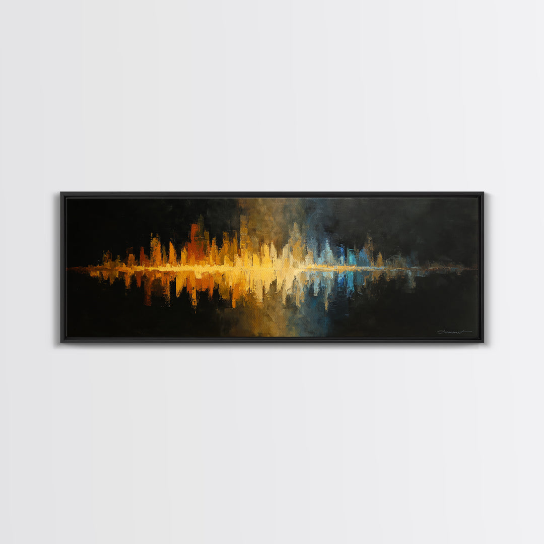 Abstract Sound Wave Framed Canvas Print, Music Studio Art, Contemporary Art, Studio Decor, Abstract Art, Rhythm, Music Poster, MSA-3x1-68