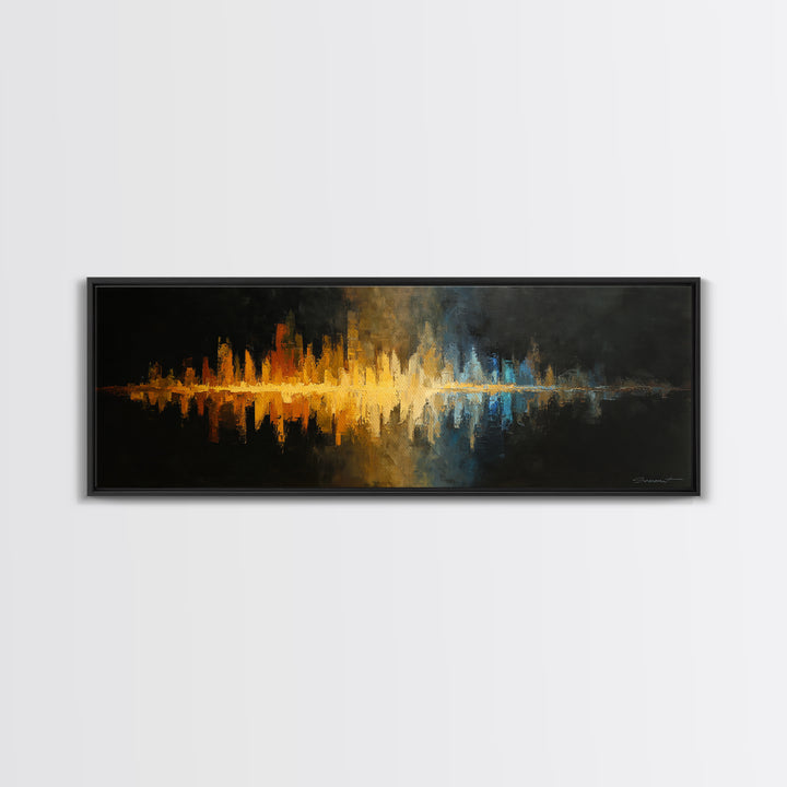 Abstract Sound Wave Framed Canvas Print, Music Studio Art, Contemporary Art, Studio Decor, Abstract Art, Rhythm, Music Poster, MSA-3x1-68