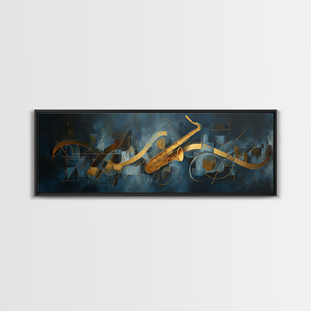 Abstract Rhythm Lines Like Painted Music Framed Canvas Print, Music Studio Art, Digital Wall Art, Studio Decor, Abstract Art, MSA-3x1-87