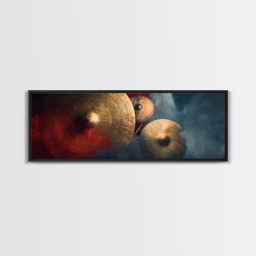 Gold Cymbal Closeup Canvas Print, Music Studio Art, Minimalist Decor, Studio Decor, Oil Painting, Rhythm, Scripture Wall Art, MSA-3x1-88